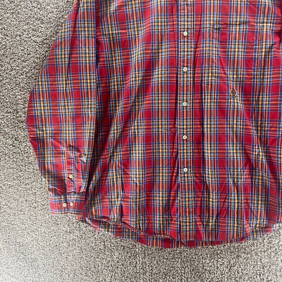Vintage Tommy Hilfiger Shirt Adult Extra Large Red Yellow Plaid Button Up 90s - Picture 6 of 11